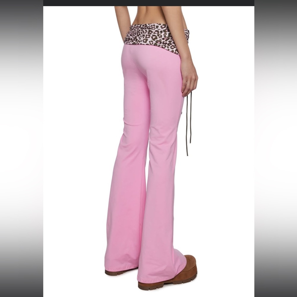 Dolls Kill Leopard Print Flared Knit Pants - Picture 4 of 5